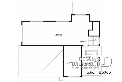 Étage - Plan de maison moderne une chambre avec garage attaché pour VR et option garage simple et quatre chambre - Eskal